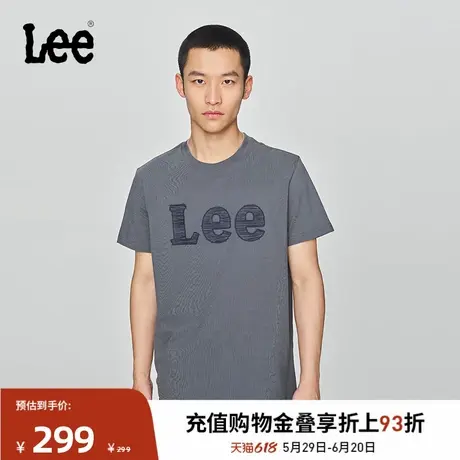 Lee商场同款25春夏新品标准版圆领大Logo绣花设计男短袖T恤休闲商品大图