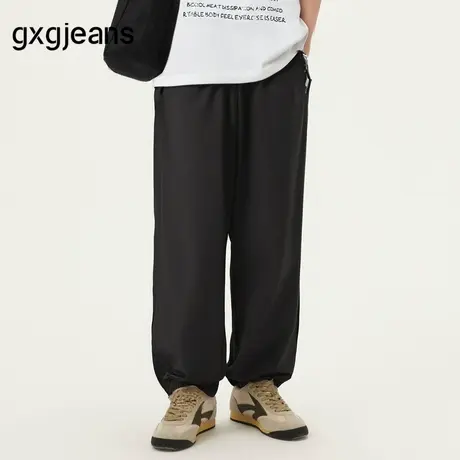 gxg.jeans男装 黑色基础宽松休闲长裤男裤束脚裤 25年夏新品图片