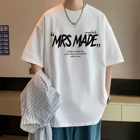 美式潮牌短袖T恤男夏季纯棉宽松衣服2025新款情侣百搭半袖衫体恤商品大图