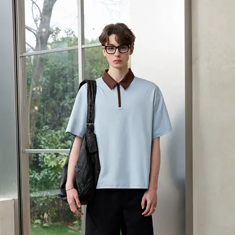 Lilbetter7A抗菌凉感速干短袖polo衫2025夏撞色仿网眼男士半袖T恤商品大图