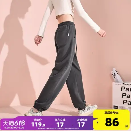 唐狮2025年秋冬季新款女休闲长裤宽松束脚灰色运动裤黑色显瘦卫裤图片