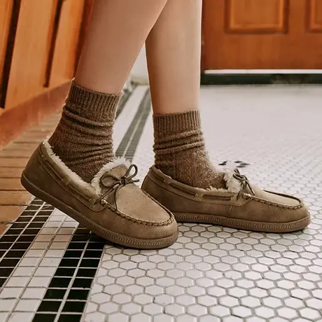 Skechers斯凯奇奶贝鞋夏女鞋豆豆鞋加绒保暖毛毛鞋乐福鞋平底单鞋商品大图