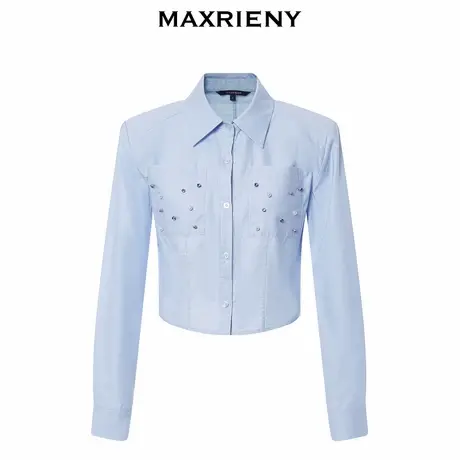 【奥莱】MAXRIENY极简都市通勤风衬衫女衬衣后背绑带上衣图片