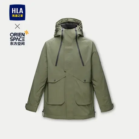 HLA/海澜之家羽绒服23秋冬新东方空间宽松连帽加厚冲锋衣外套男图片