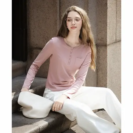 唐狮秋冬女半开襟净色针织打底衫下摆设计显瘦收腰超好看洋气TUTA商品大图