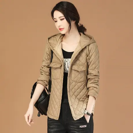 韩潮袭人连帽菱格纹棉衣棉服女2023冬季新款加厚保暖宽松棉袄外套图片