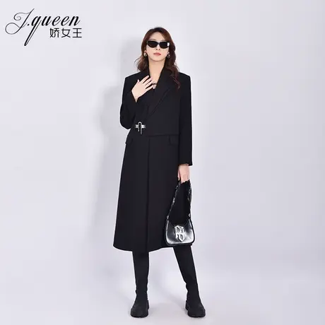 西装外套女2023秋冬季新款气质时尚高级设计感锁扣中长款西服大衣图片