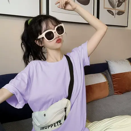 夏季新款小众设计感薄款宽松上衣服别致甜酷白色短袖T恤女装ins潮图片