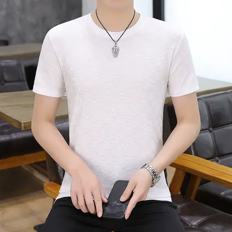 短袖T恤男夏装薄款上衣休闲半袖冰丝汗衫夏季简约打底衫潮流男装商品大图