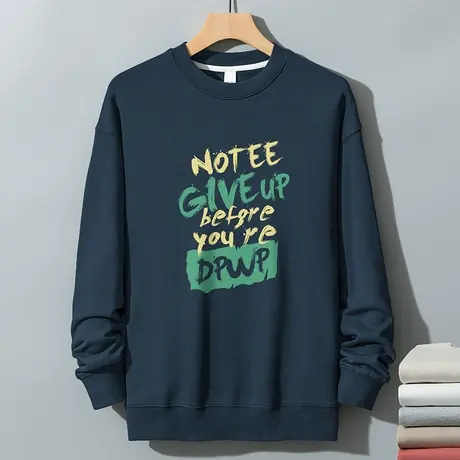 350g重磅男士卫衣秋冬保暖摇粒绒圆领上衣服潮流宽松无帽长袖t恤商品大图