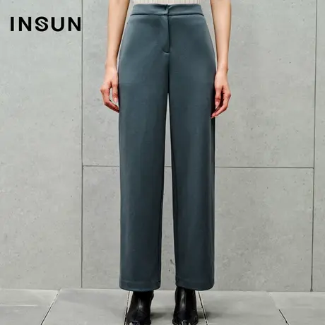 INSUN恩裳线上专选秋季混纺直筒裤弹力抗皱休闲裤图片