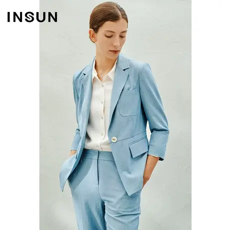 INSUN恩裳线上专选春季闪葱暗竹节花纹西装外套商品大图