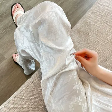 金丝绒阔腿裤女冬季新款加绒加厚高腰垂感显瘦休闲窄版直筒拖地裤商品大图