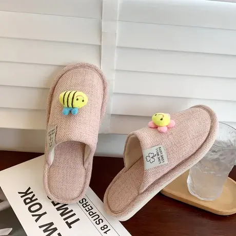 简约拖鞋女外穿网红ins风棉拖少女心卡通家居防滑可爱包头半拖商品大图