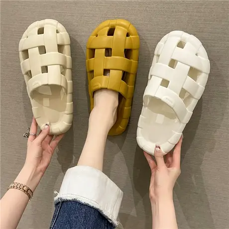 镂空包头半拖鞋女洞洞鞋夏外穿2025新款时尚厚底踩屎感沙滩女凉拖图片