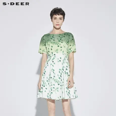 sdeer圣迪奥女装清新田园印花连衣裙S18281202图片