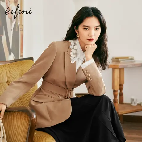 伊芙丽职场西服女2021年秋装新款女装修身职场气质西装外套设计感商品大图