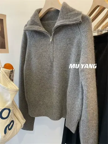 温暖整个冬日 chao保暖厚实半拉链 蜜熊绒套头毛衣针织洋气休闲冬图片