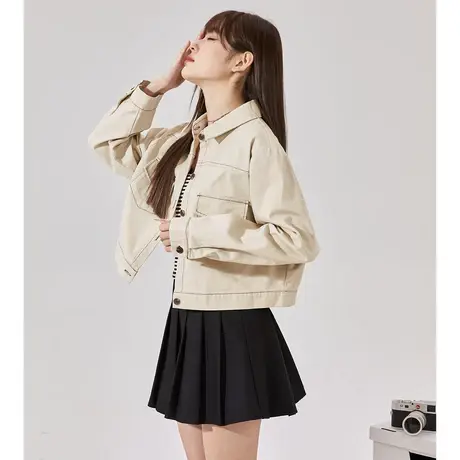 唐狮春秋款连帽卫衣外套女装宽松日常刺绣小标外套夹克ins潮流图片