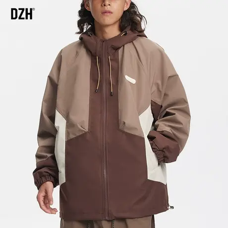 男士冲锋衣男款拼色连帽外套男高级感痞帅春季2024新款美式夹克衫商品大图