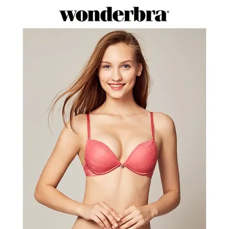 wonderbra珊瑚色蕾丝文胸精油水袋胸罩聚拢性感图片