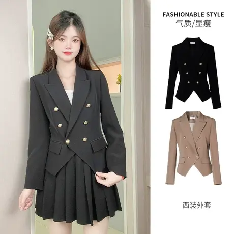 小西装外套女春小个子新款黑色气质韩版设计感休闲气质西服外套图片