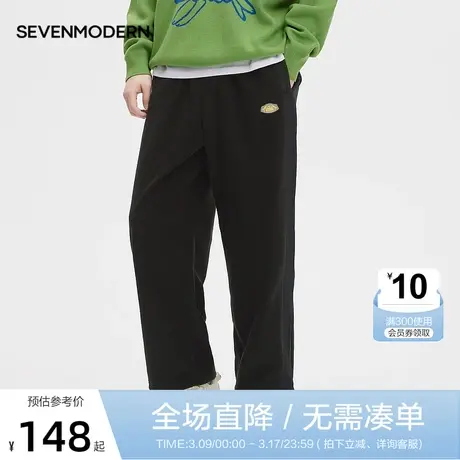 柒牌旗下潮牌SVNMDN休闲裤男秋冬新款时尚百搭松紧腰抽绳直筒卫裤商品大图