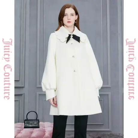 Juicy Couture橘滋女装新款甜美花边领珍珠女式大衣商品大图