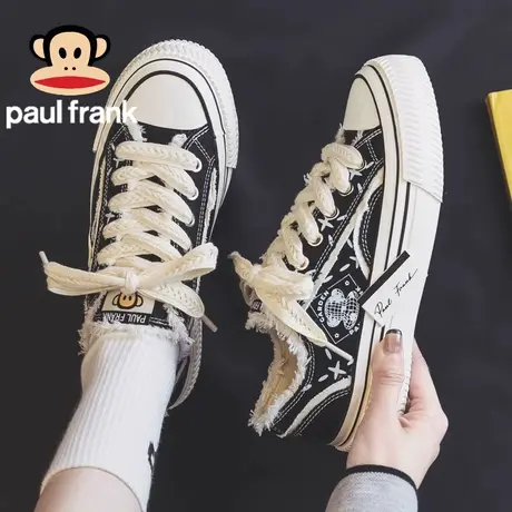 大嘴猴夏季透气帆布鞋女款2023新款夏款布鞋休闲黑色板鞋运动球鞋商品大图