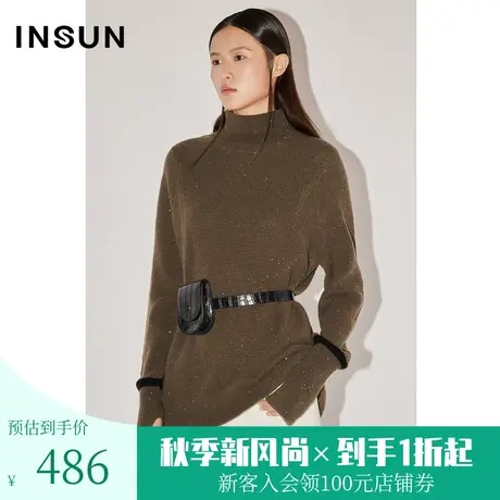 恩裳COVER冬季2022时尚微宽松慵懒风珠片吸晴轻盈羊毛毛织衫商品大图