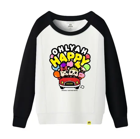 Ohlyah品牌圆领卫衣纯棉女装卡通学生长袖插肩外套打底衫班服定制商品大图