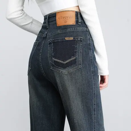 高腰潮牌牛仔裤女2023年新款春秋女裤小个子九分裤秋季裤子哈伦裤商品大图