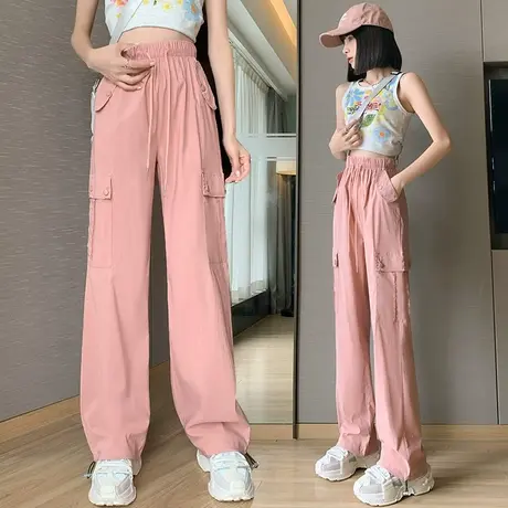 美式工装裤女2023秋冬新款今年流行高腰宽松休闲裤时尚加绒哈伦裤图片