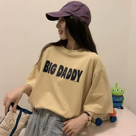 网红ins超火短袖t恤女夏装2020新款宽松韩版bf慵懒风半袖上衣服潮商品大图