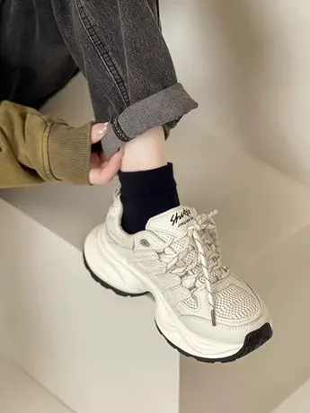 潮牌网红透气系带老爹鞋女款2023秋季新款韩版网面超火运动休闲鞋图片