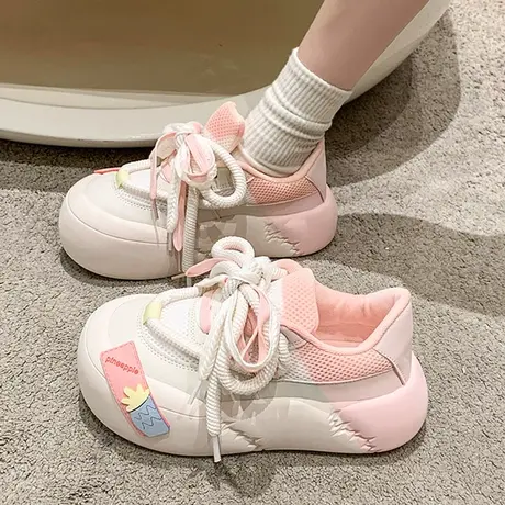 可爱老爹鞋女设计感多巴胺2023秋新款运动休闲板鞋丑萌大头面包鞋图片