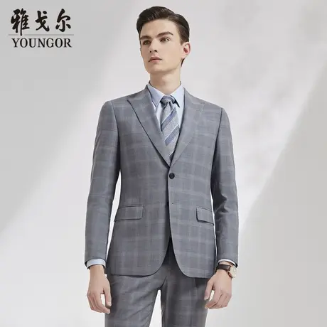 雅戈尔男士西服春季新款官方商务休闲婚庆羊毛格纹西装外套男4367图片