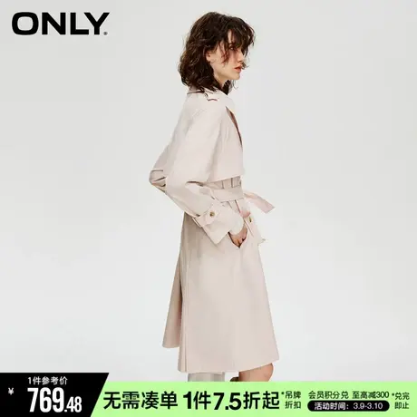 ONLY冬季时尚简约收腰翻领中长款风衣外套女|123336030商品大图