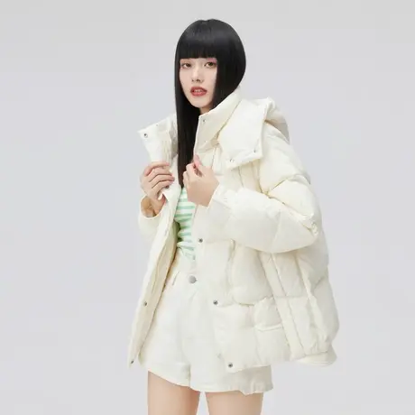 艾莱依中国结短款羽绒服冬季新款女2022年国潮风鸭绒时尚轻薄外套商品大图