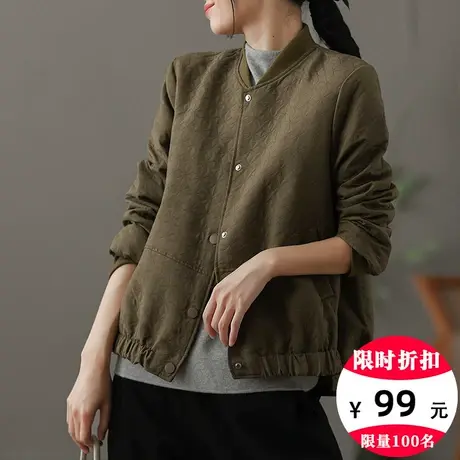 dza 复古宽松短款棒球服女秋冬新款工装休闲外套百搭开衫长袖上衣图片