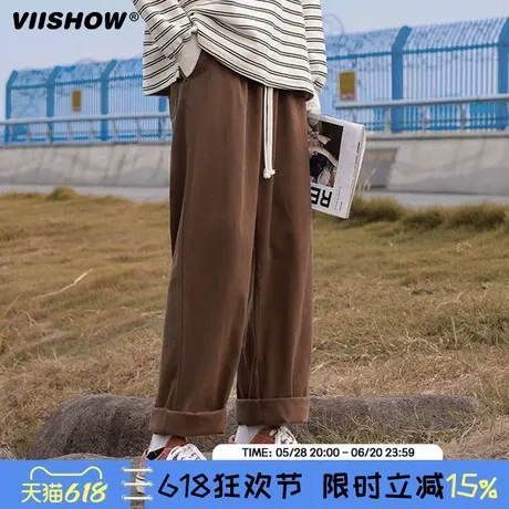VIISHOW潮牌休闲裤男潮牌时尚美式高街男长裤夏季新款宽松直筒裤商品大图