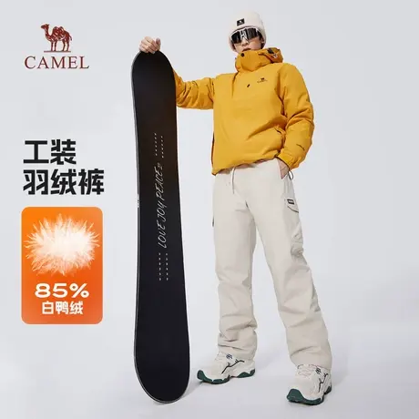 骆驼男装工装羽绒裤男2025新款冬季白鸭绒防泼水抗寒保暖休闲长裤商品大图