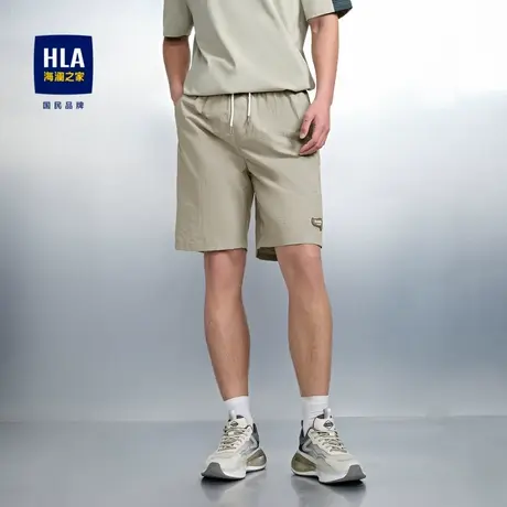 HLA/海澜之家微弹简约休闲中裤24春夏新中腰宽松工装风五分裤子男商品大图