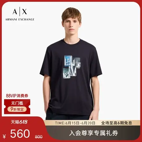 ARMANI EXCHANGE/阿玛尼25夏季新款男士全棉宽松街景印花短袖T恤商品大图
