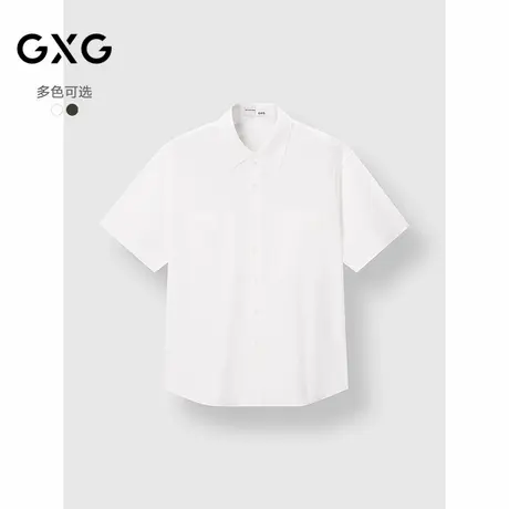 GXG男装 双色背后字母大印花休闲衬衫通勤短袖外套 2025春季新品商品大图