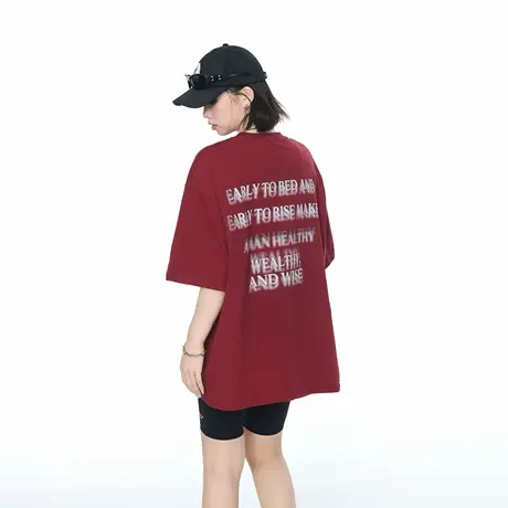 YEP2025夏季新款宽松潮牌情侣款印花T恤女美式街头风纯棉半袖上衣商品大图