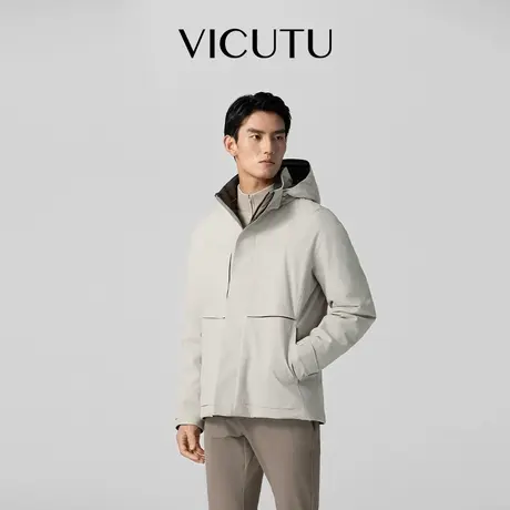 VICUTU威可多男士羽绒服秋季新款舒暖御寒连帽商务休闲百搭外套图片