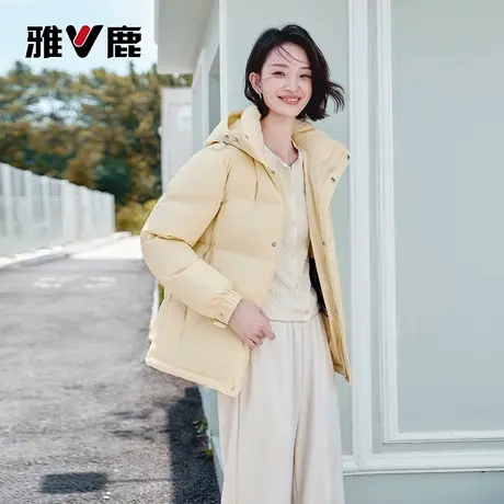雅鹿短款羽绒服2025冬季新款休闲时尚小个子显身材可脱卸帽女外套商品大图