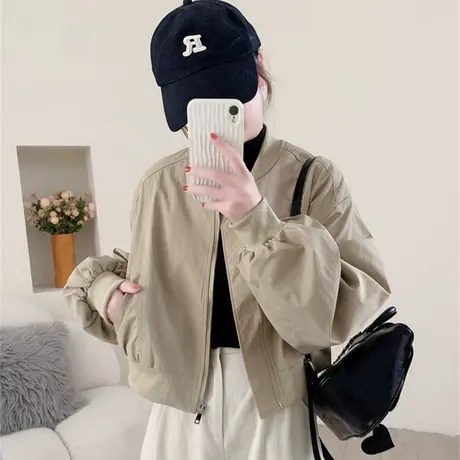 气质时尚立领休闲棒球服2023秋季新款韩版显瘦设计感百搭上衣外套图片