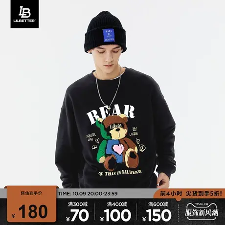 Lilbetter圆领卫衣街头衣服oversize上衣春秋国潮男装印花外套LB商品大图